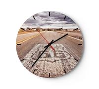 Orologio da Parete in Vetro 40x40cm USA percorso 66 viaggio Moderno Silenzioso
