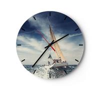 Orologio da Parete in Vetro 40x40cm Vela yacht viaggio Moderno Silenzioso