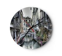 Orologio da Parete in Vetro 40x40cm Venezia ponte acqua Moderno Silenzioso