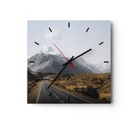 Orologio da Parete in Vetro 40x40cm Via Montagna Cime Moderno Silenzioso