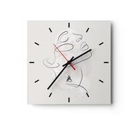 Orologio da Parete in Vetro 40x40cm Viso Linea Schizzo Moderno Silenzioso