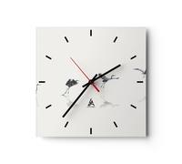 Orologio da Parete in Vetro 40x40cm Volo uccello airone Moderno Silenzioso