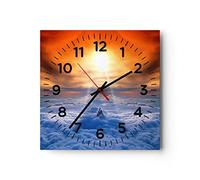 Orologio da Parete in Vetro Cielo nuvole raggi di sole 40x40cm Piccolo Moderno Orologio da Muro Per Casa Cucina Soggiorno Silenzioso Wall Clock Decorazione Orologio da Appendere - C4AC40x40-0343