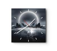 Orologio da Parete in Vetro Futurismo Tempesta Luna 30x30cm Piccolo Moderno Orologio da Muro Per Casa Cucina Soggiorno Silenzioso Wall Clock Decorazione Orologio da Appendere - C3AC30x30-5372