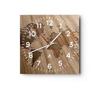 Orologio da Parete in Vetro geografia globo mappa 30x30cm Piccolo Moderno Orologio da Muro Per Casa Cucina Soggiorno Silenzioso Wall Clock Decorazione Orologio da Appendere - C4AC30x30-3042