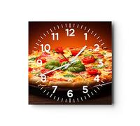 Orologio da Parete in Vetro Italia pizza tradizione cibo 40x40cm Piccolo Moderno Orologio da Muro Per Casa Cucina Soggiorno Silenzioso Wall Clock Decorazione Orologio da Appendere - C4AC40x40-2717