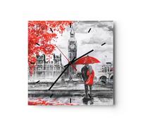 Orologio da Parete in Vetro Londra l'architettura il Big Ben 30x30cm Piccolo Moderno Orologio da Muro Per Casa Cucina Soggiorno Silenzioso Wall Clock Decorazione Orologio da Appendere - C3AC30x30-3153