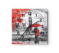 Orologio da Parete in Vetro Londra l'architettura il Big Ben 30x30cm Piccolo Moderno Orologio da Muro Per Casa Cucina Soggiorno Silenzioso Wall Clock Decorazione Orologio da Appendere - C4AC30x30-3153