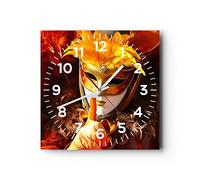 Orologio da Parete in Vetro Maschera veneziana colorato carnevale 30x30cm Piccolo Moderno Orologio da Muro Per Casa Cucina Silenzioso Wall Clock Decorazione Orologio da Appendere C4AC30x30-0420