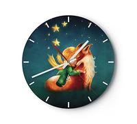 Orologio da Parete in Vetro Piccolo principe nov 40x40cm Piccolo Moderno Orologio da Muro Per Casa Cucina Soggiorno Silenzioso Wall Clock Decorazione Orologio da Appendere - C3AR40x40-5014