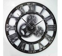orologio da parete, Ingranaggi industriali al quarzo silenziosi, numeri in metallo rustico nero, ingranaggi steampunk europei vintage(58cm)