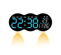 Orologio da parete intelligente a LED con funzionamento a distanza, visualizza temperatura, data e settimana per una maggiore comodità (blu)
