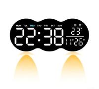 Orologio da parete intelligente a LED con funzionamento a distanza, visualizza temperatura, data e settimana per una maggiore comodità (bianco)