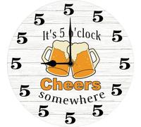 Orologio da parete "It's 5 O Clock Somewhere", divertente decorazione per bar, regalo per uomo, amante della birra, decorazione per la casa, decorazione in legno silenzioso, senza ticchettio