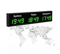Orologio da parete LED World Time Zone: questo orologio da parete presenta un display digitale che mostra l'ora in più città contemporaneamente.Le impostazioni regolabili lo rendono adatto per uffici,