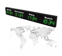 Orologio da parete LED World Time Zone: questo orologio da parete presenta un display digitale che mostra l'ora in più città contemporaneamente.Le impostazioni regolabili lo rendono adatto per uffici,
