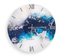 Orologio da parete MARIDRO rotondo 60 cm in vetro temperato con stampa Blu