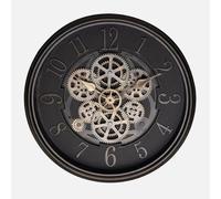Orologio da parete marrone 40 x 40 x 7 cm con ingranaggi in movimento, ideale per la decorazione e come elemento funzionale in casa.