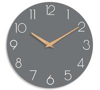 Orologio da parete minimalista, struttura in MDF grigio da 30,5 cm con lancette in legno, design silenzioso e senza ticchettio, orologio decorativo moderno per soggiorno, camera da letto, ufficio