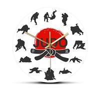 Orologio da Parete Moderno 30cm Arti marziali giapponesi Judo Sihouettes stampato orologio da parete combattimento sport home decor orologio combattimento arte orologio per uomo grotta camera da let