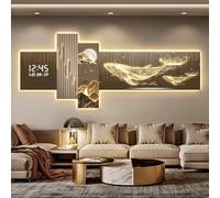 Orologio da parete moderno 3D con luce LED e telecomando per soggiorno, ufficio, corridoio, decorazione per la casa, 140 x 70 cm