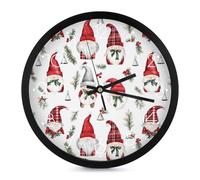 Orologio da parete moderno con gnomi di Natale, 25,4 cm, silenzioso, al quarzo, rotondo, per la decorazione di casa e ufficio