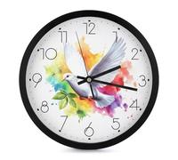 Orologio da parete moderno con simbolo della pace colomba acquerello 25,4 cm senza ticchettio silenzioso al quarzo orologi rotondi per la decorazione di casa ufficio