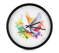 Orologio da parete moderno con simbolo della pace colomba acquerello 25,4 cm senza ticchettio silenzioso al quarzo orologi rotondi per la decorazione di casa ufficio