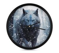 Orologio da parete moderno Dire Wolf con occhio profondo, 25,4 cm, senza ticchettio, silenzioso, al quarzo, rotondo, per la decorazione di casa e ufficio