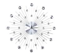 Orologio da Parete Moderno in Cristallo 3D, Orologio da Parete Decorativo in Metallo Celebrativo, Orologio da Parete Metallico Scintillante con Specchio Argento, Ideale per(Diamante d'argento)