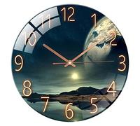 ＡＷＨＡＯ Orologio da Parete Moderno in Vetro Pendolo Nursery Soggiorno Arredamento Camera da Letto, Diametro 30 Cm Decoro Rotondo per Orologio da Appendere, Il Paesaggio terrestre