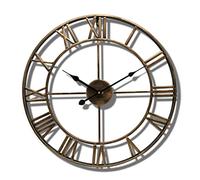 Orologio da parete moderno orologio da parete in metallo rotondo con numeri romani retrò per tempi precisi, silenziosi e precisi senza ticchettio, ornamenti per la fattoria da giardino interno ed