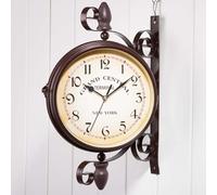 Orologio da Parete Moderno, Orologio da Stazione bifacciale per Esterni, Orologio da Giardino in Metallo con Angolo sospeso, per l'arredamento della casa