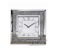 Orologio da Parete Moderno Quadrato con Cristalli - Cornice Specchiata di Lusso