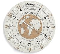 Orologio da Parete Moderno Rotondo in Legno Laminato Time Zone 30X30 cm (Modello 3)