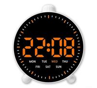 Orologio da parete multifunzione a LED, visualizzazione della temperatura, funzione data e ora, per uso interno, casa, ufficio, palestra, aula, 12,4 x 11,4 x 4,4 cm (altezza)