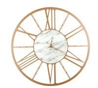 Orologio da parete Numeri Romani in Metallo RUOTA in Marmo CARRARA con quadrante in Vetro marmorizzato Dimensioni 80xh 80 cm lancette ORO colore Oro Metallizzato oro
