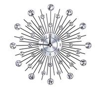 Orologio da Parete, Orologio da Parete Decorativo in Cristallo Scintillante Orologio da Parete a Forma di Fiore in Argento Metallizzato Scintillante Per L'ufficio del Soggiorno(Round flower)