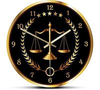 Orologio da parete Orologio da parete Scala della giustizia Orologio da parete moderno Orologio senza ticchettio Avvocato Arredamento per ufficio Studio legale Arte da parete Giudice Legge Orologio da