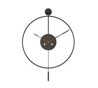 Orologio da Parete Orologio Parete Orologio da Parete Decorativo Classico con Pendolo Orologio Moderno Rotondo Minimalista in Metallo Silenzioso Senza Ticchettio Orologi da Parete (Color : Zwart, Si