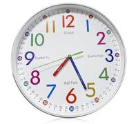 Orologio da parete per bambini, 30 cm, orologio da parete per ragazzi e ragazze, silenzioso, orologio da parete per bambini, senza ticchettio, con numeri colorati, per bambini, per la cameretta dei