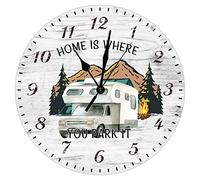 Orologio da parete per camper e camper, decorazione per la casa è dove si parcheggia, funzionamento a batteria, 30 cm, silenzioso, shabby chic, decorazione per la casa per soggiorno, cucina, camera
