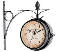 Orologio da Parete per Esterni, Orologio da Parete A Doppia Faccia da 8 Pollici della Stazione di Paddington, Orologio da Giardino con Staffa Dall'Aspetto Anticato, Orologio da Esterno Impermeabile,