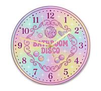 Orologio da parete per il bagno con palla da discoteca, giocoso retrò a forma di stelle, accessorio da bagno estivo, colore pastello, orologio da parete analogico per garage, sala giochi e decorazione