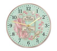 Orologio da parete per il bagno, elegante e chic con perle spazzola per capelli primavera verde menta orologio da parete silenzioso per garage sala giochi decorazione esterna 30 x 30 cm