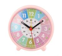 Orologio da parete per insegnamento per bambini, silenzioso, analogico, per insegnare a scuola domestica, strumento educativo silenzioso per la camera da letto per l'AIDS Montessori (rosa per la