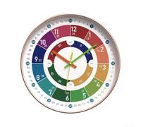 Orologio da parete per insegnare il tempo, 30 cm, numeri facili da leggere | Movimento silenzioso, nessun ticchettio, design a cartoni animati, diametro 30 cm, uso della cameretta dei bambini