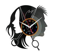 Orologio da parete per parrucchiere da salone in vinile piastra in vinile parrucchiere negozio di barbiere decorazione da parete regalo per lei per lui EVEVO