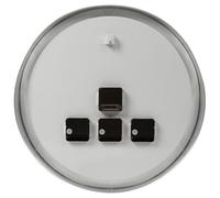 Perel Orologio mondiale analogico con 3 fusi orari, modello da parete con passaggio automatico ora legale/ora solare, batterie non incluse
