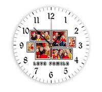 Orologio da parete personalizzato con foto, rotondo, quadrato, silenzioso, con immagine e logo, per soggiorno, cucina, bagno, funzionamento a batteria, PVC, (25-30 cm) (6 foto rotonde)